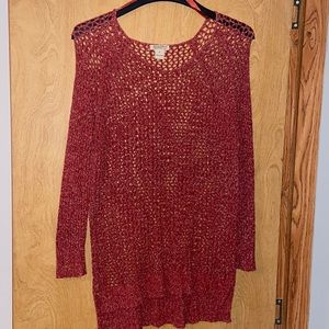 Lucky Brand open weave sweater Burnt Orange size M